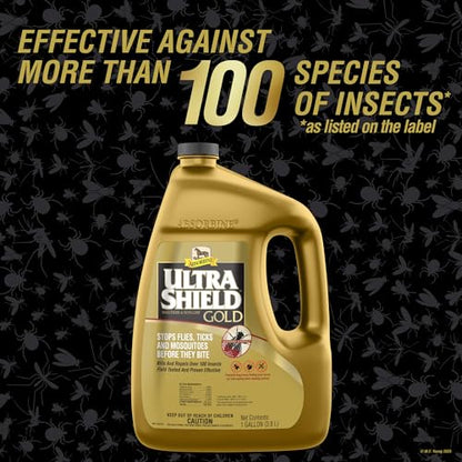 Absorbine UltraShield Gold 128oz Insecticide & Repellent for 100+ Insects, Use on Horses - size: 128 Ounce w/o Sprayer