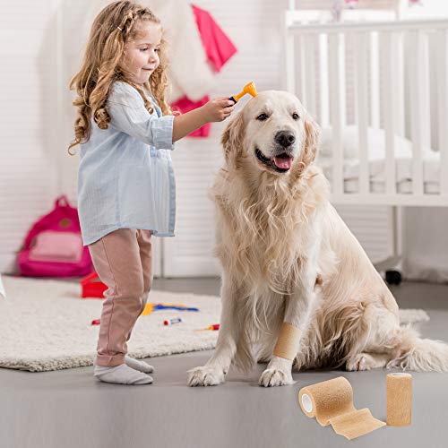 Self Adhesive Bandage Tape, Elastic Cohesive Bandage Medical Wrap | for First Aid, Sports, Wrist & Ankle (4 inch, Count, 12) - size: 4 Inch