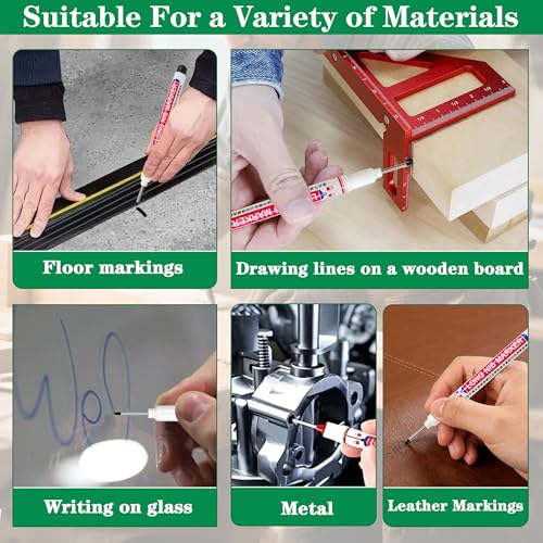 20 Pcs 20mm Long Nib Marker Long Head Deep Hole Marker Pens Deep Reach Permanent Paint Markers Marking Pen for Metal Drilling Construction Carpenter（Black） - color: Black