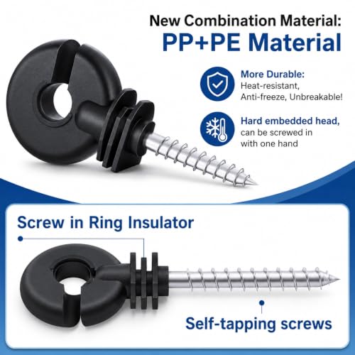 10 Pcs Electric Fence Insulator, Screw-in Insulators Fence Ring