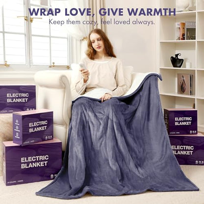 Heated Blanket Throw, Purple Electric Blanket, Gift for Women - color: 01 - Purple, size: Throw - 50" x 60"