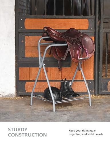 Tackmore Freestanding Saddle Rack Accommodates English Western Saddles Lightweight Foldable Space Saving Saddle Stand - color: Silver