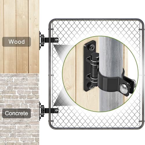 Insaga Gate Hinges Heavy Duty Carbon Steel Chain Link Fence Parts Electroplated Finish, Removable Bolts for Wall Mount, Fits 1-5/8'' Outer Diameter Pipes/Posts for Farm, Fence Gate (4Pack, Black) - size: 1-5/8''