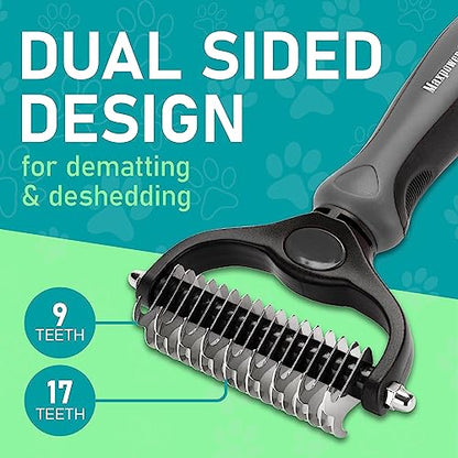 Maxpower Planet Pet Grooming Brush - Double Sided Undercoat Rake for Dogs and Cats, Extra Wide, Reduce Shedding by 95%, Grey - color: Gray, size: Large