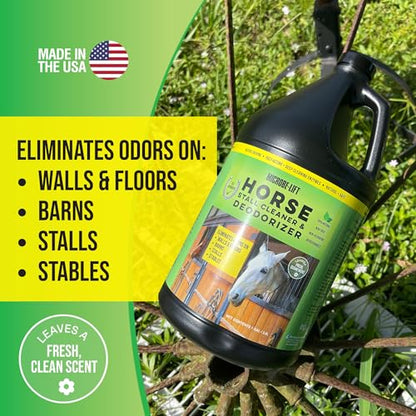 MICROBE-LIFT Horse Stall Cleaner and Deodorizer for Use in Stables, Barns, Use on All Surfaces and Supplies, Highly Concentrated and Safe Formula, Fresh Clean Scent, 1 Gallon - style: Stall Cleaner and Deodorizer
