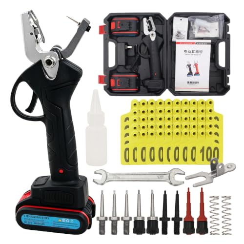 Electric Ear Tagging Pliers 21V Dual Battery Livestock Tagger for Cattle Sheep Goat