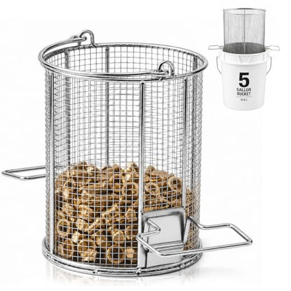 1 Pcs 1/4″ Mesh 5 Gallon Dip and Drain Stainless Steel Part Cleaning Strainer Basket for Buckets, Swing Handle, for Mechanics Auto Parts Washing Garage Shop Home Workshop, Bucket Not Included - size: 5 Gallon,1/4″