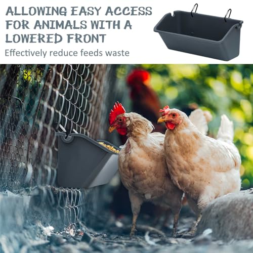 Wenqik 8 Pack Chicken Feeder,5 Quart Hanging Goat Waterer,Dark Gray - color: Dark Gray