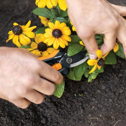 Fiskars Floral Bypass Pruning Shears, Garden Clippers for Deadheading | 1/2" Cut Capacity, Ideal for Cutting Flowers, Low-Friction Coated Steel Blades, Stem Stripper and Wire Cutter - style: Floral Pruner