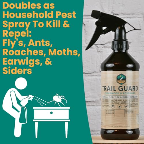 Trail Guard Natural Extra Strength Insect, Flea and Tick Spray for Dogs, Cats, People & Home (16oz, Cedarwood & Rosemary) - size: 1 Pack 16oz