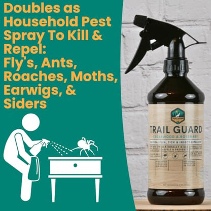 Trail Guard Natural Extra Strength Insect, Flea and Tick Spray for Dogs, Cats, People & Home (16oz, Cedarwood & Rosemary) - size: 1 Pack 16oz