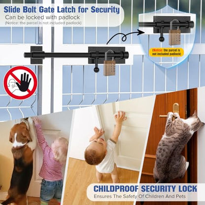 9.6 Inch Barrel Bolt Latch, Sliding Bolt Gate Lock, Black-2PCS - color: Black-2Pcs, size: 10 Inch