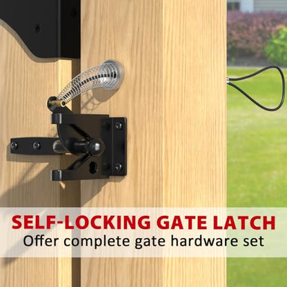 Mofeez Anti Sag Gate Kit Fence Gate Hardware - Heavy Duty 90 Degree Right Angle Hinges with Self-Locking Gate Latch & Corner Brace - for Wood Gates, Garden Fence (2 Set) - size: 2 Set