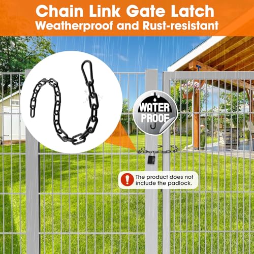 Gate Chain Lock, 23.6 Inch Chain Fence Gate Latch, Black Dia 4mm-1Pc - color: Black Dia 4mm-1pc