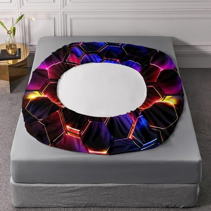 HOSIMA Geometric Hexagon Bedding Sets Full,1 Fitted Sheet+2 Pillowcases. - color: Colorful, size: Full 55"*75"