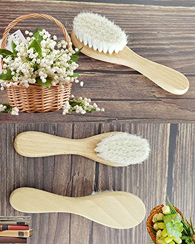 Baby Hair Brush, Goat Bristles Brush and Baby Cradle Cap Brush Set for Cradle Cap Wood Bristle Brush for Newborns and Toddlers (2 Piece) - color: Green