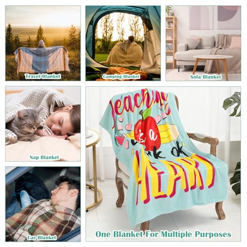 VitalCozy 4 Pack Teacher Throw Blankets Soft Fleece Couch Blankets Back to School Teacher Appreciation Gift for Teachers Educators Tutors Office Decor, 40''x50'' - style: Teacher