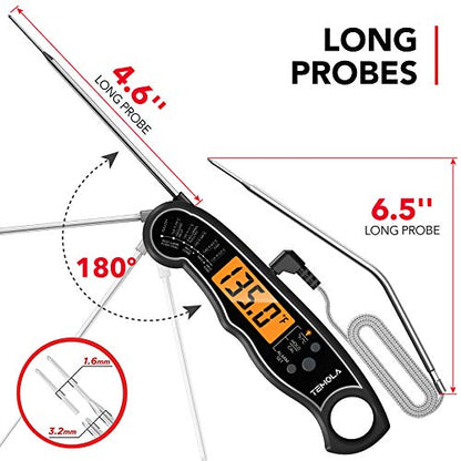 TEMOLA Meat Thermometer, Instant Read Food Thermometer for Cooking, Digital Food Thermometer with LCD Backlight for Candy Fry Grill BBQ Liquids, Kitchen Oven Safe Dual Probe 2 in 1 Thermometer | Digital LCD Backlight for Candy Fry Grill BBQ Liquids, Kitch