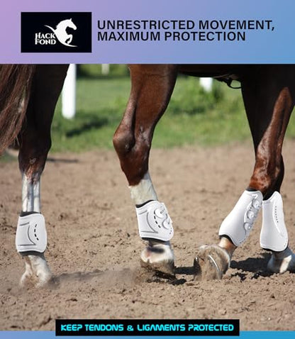 4/Pack Horse Jumping Boots, Open Front & Fetlock Boots for Jumping - color: White