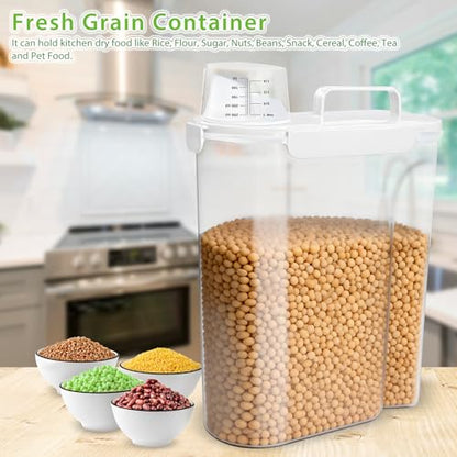 Viretec Rice Storage Container, 15 to 20lb Dry Food Airtight Dispenser, Pet Dog Cat Food Canister, BPA Free Clear Plastic Kitchen and Pantry Organization Bin for Oatmeal, Cereal, Pasta, Flour White - color: 10L/White