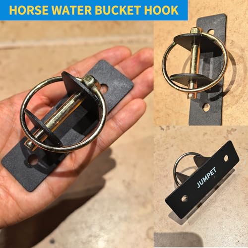 4 Pack Horse Water Bucket Hook with Quick Release Pin, Rust Resistant Heavy Duty Feed Bucket Hanger, Wall Mounted Stall Hook Equestrian Bucket Holder