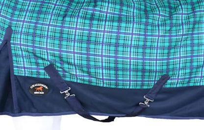 80" 1200D Horse Turnout Waterproof Heavy Weight Winter Blanket 5EE13G - color: Turquoise/Navy Plaid, size: 80 inches