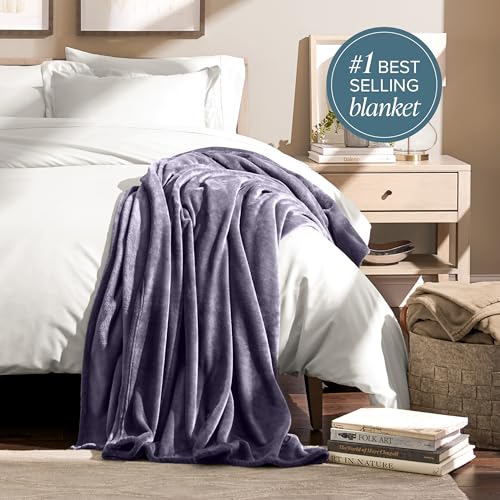 Bare Home Fleece Blanket Luxury Microplush (Full/Queen, Dusty Purple) - color: 17 - Dusty Purple, size: Full/Queen