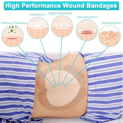 Sacrum Silicone Foam Dressing with Gentle Border, Sacrum Wound Bandages, Breathable Waterproof Sacral Dressing for Pressure Ulcers, Sacral Ulcers and Buttocks Bedsores (7" x 7", Pack of 5) - size: 7" x 7", 5 Pack