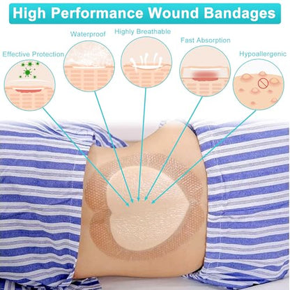 Sacrum Silicone Foam Dressing with Gentle Border, Sacrum Wound Bandages, Breathable Waterproof Sacral Dressing for Pressure Ulcers, Sacral Ulcers and Buttocks Bedsores (7" x 7", Pack of 5) - size: 7" x 7", 5 Pack
