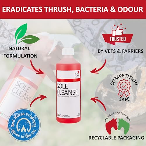 Sole Cleanse - Horse Hoof Thrush Spray (500ml) | Hoof Cleansing Spray | Hoof Sole & Frog Thrush Cleansing Spray | Natural Formulation | Non-caustic | Hoof Cleaner