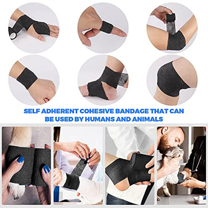 Self Adhesive Bandage Wrap 24Pack 2" x 5 Yards Self Adherent Cohesive Bandages Wrap Breathable Athletic Elastic First Aid Wrap Sport Elastic Tape for Sports, Ankle, Knee, Swelling & Wrist sprains