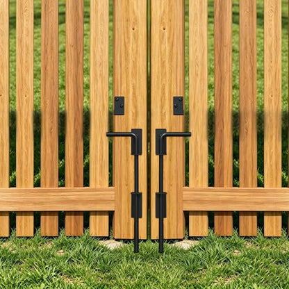 Heavy Duty Cane Bolt Gate Drop Rod, 18" Black Gate Latches Hardware for Wood Fence/Metal/Vinyl/Double Gates, Outdoor Gate Ground Latch Drop Rod with Mounting Screws, 2 Pack - size: 18 Inch
