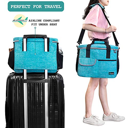 PetAmi Dog Travel Bag Organizer, Pet Supplies Diaper Tote, Teal Blue Medium - color: Sea Blue, size: Medium - 14.5"L x 8"W x 12.0"H