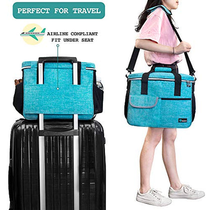 PetAmi Dog Travel Bag Organizer, Pet Supplies Diaper Tote, Teal Blue Medium - color: Sea Blue, size: Medium - 14.5"L x 8"W x 12.0"H