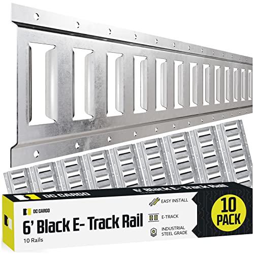 DC Cargo Mall E Track Tie Down Rail Kit 6' (10 Pack) for Garages, Vans, Trailers, Motorcycle Tie Downs, ATV Mountings - Galvanized Steel - Secure Cargo & Heavy Loads Up to 2,000 lbs - size: 10-pack