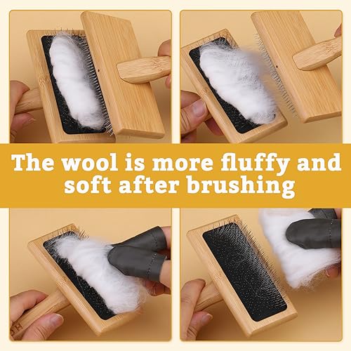 2 Pcs Large 6.1" x 4.8"Wooden Hand Wool Carders for Needle Felting - color: Wooden Wool Carders