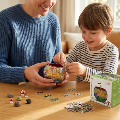 'Grow a Garden' 3D Puzzle Planter - 80 Piece Flowerpot Puzzle for Kids & Adults, No Glue Required - Functional Water-Resistant Pot - Includes 3 Mini Hedgehogs & 3 Mushrooms, Spartan & The Green Egg