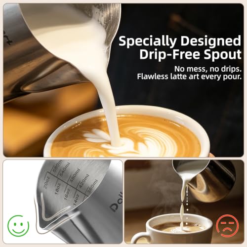 Dailyart Milk Frothing Pitcher 20oz Milk Frother Cup with Thermometer - size: 20.3 Ounces