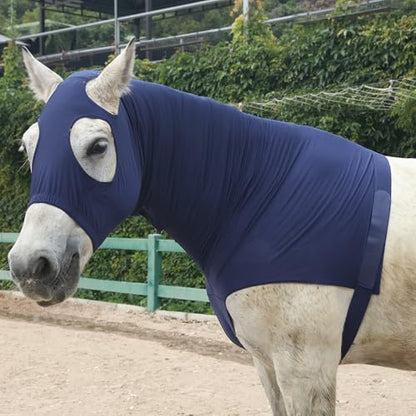 LEAFOREST Horse Slinky Hood with Zipper Stretch Neck Cover Sleazy Hoodies - color: Navy