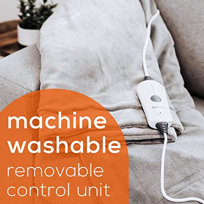 Beurer Heated Electric Blanket, Cozy-Soft Fleece Throw, Auto shut-off, 50x60 in (Adult Size), Portable Heating Blanket for Bed, Desk & Office with Control, Perfect for Home & Travel, HD71
