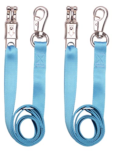 Adjustable Nylon Cross Ties （2 Pack）-Cross Tie with Panic Snap and Bull Snap - Adjusts from 44.5" to 78.3" - color: Hurricane Blue