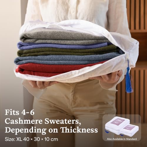 The Cashmere Choice Cashmere Sweater Storage Bags – 100% Cotton Breathable Clothes Protection Bag – XL - size: Single Pack XL