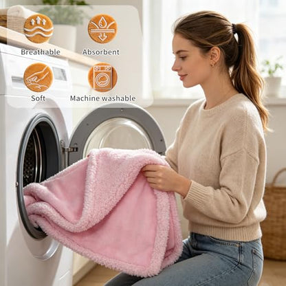 Waterproof Dog Blanket Reversible Fluffy Pet Bed Cover Pink Puppy Blankets Leakproof Sofa Couch Washable Cover Cat Pet Blanket for Warm-S - color: Pink, size: S-71*100cm(28*40in)