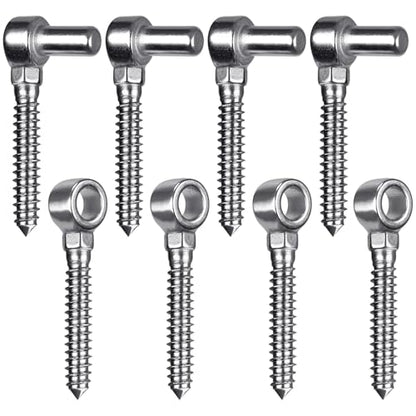 Insaga Cast 304 Stainless Steel Gate Hinges Heavy Duty, 4Pair Heavy Duty Gate Hinge, M16 Wood Gate Hinge, Partial Thread Hook and Eye Hinges, Gate Hinges for Wooden Gates Fences - color: M16 Hook and Eye Hinge-4Pair