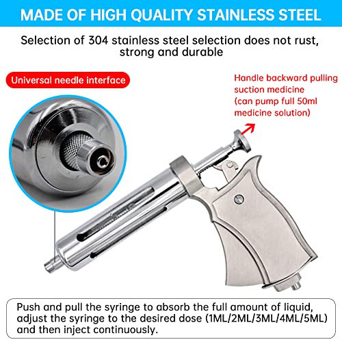 50ML Livestock Syringe,Adjustable Continuous Injector with 12 Needles for Horses Cattle Pigs Sheep - size: 25ML