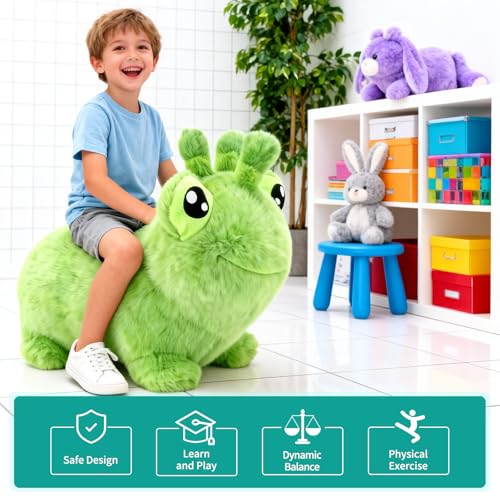 INPANY Bouncy Horse, Kids Frog Hopper Toys with Ultra Thick Plush, Gift Toy - color: Green Frog