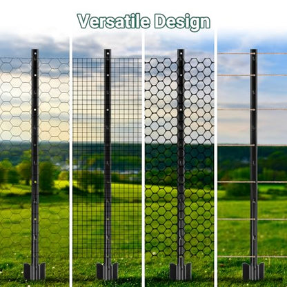 Fence Posts 4 FT Black, 16 Pack Heavy Duty U Posts - color: Black, size: 4FT-16Pack
