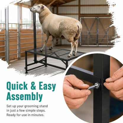 Sheep Grooming Table, 650 LBS Adjustable Goat Milking Stand, Black - color: Black