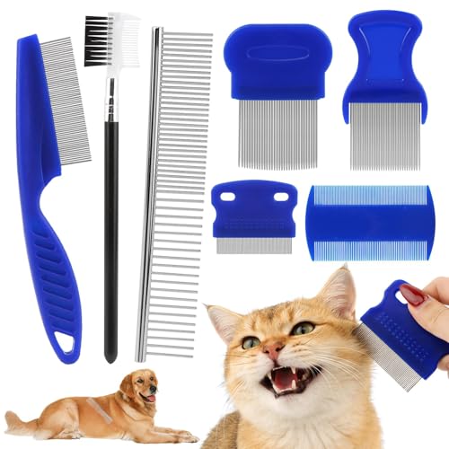 7-Pack Flea Lice Combs for Dogs and Cats, Pet Grooming Combs Kit