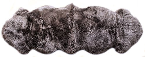 Premium Gray Sheepskin Rug Genuine Fur Bedside Runner 2x6ft - Great for Soothing Feet - Ethically Sourced Sheep Fur Rugs - Sheepskins Wool Runner - color: Grey, size: 2' x 6' (Natural)